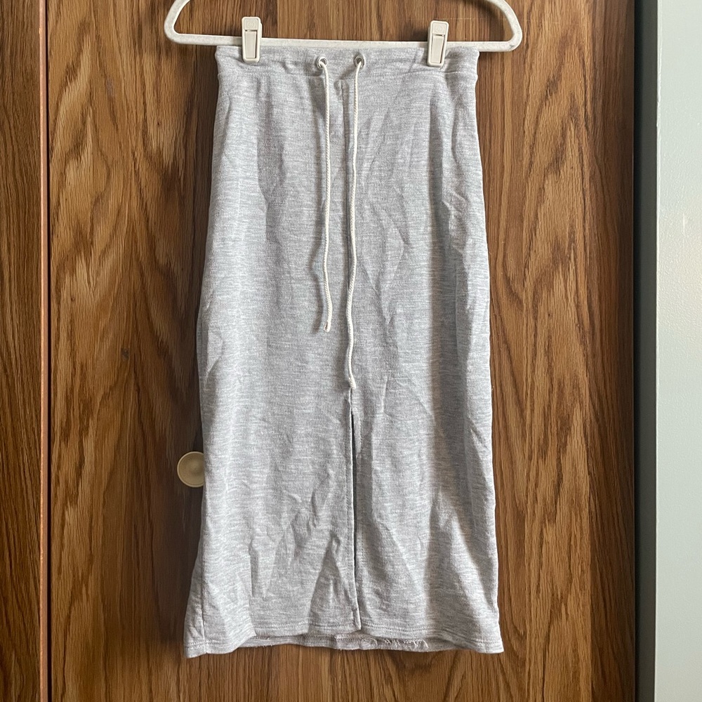 Grey Midi Drawstring Skirt